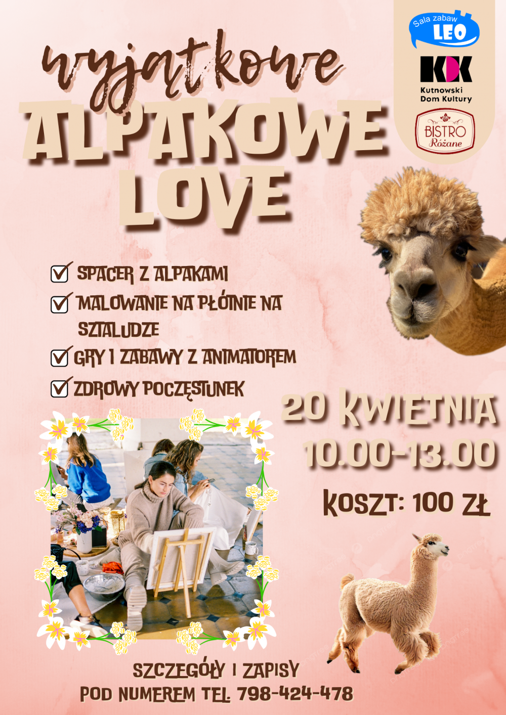 Alpakowe Love plakat wydarzenia dla dzieci
