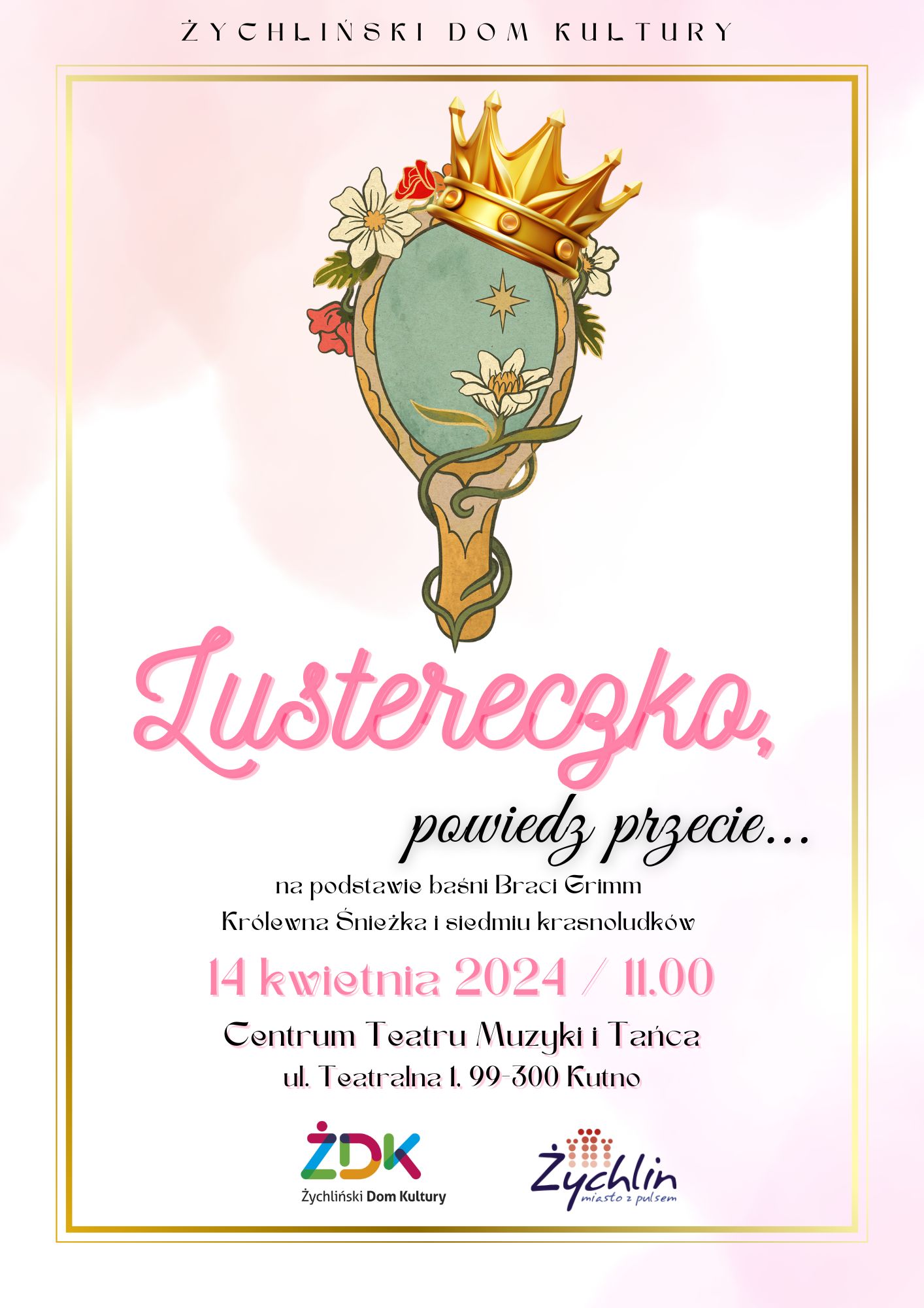 Plakat spektaklu Lustereczko w ramach Poranku teatralnego dla dzieci
